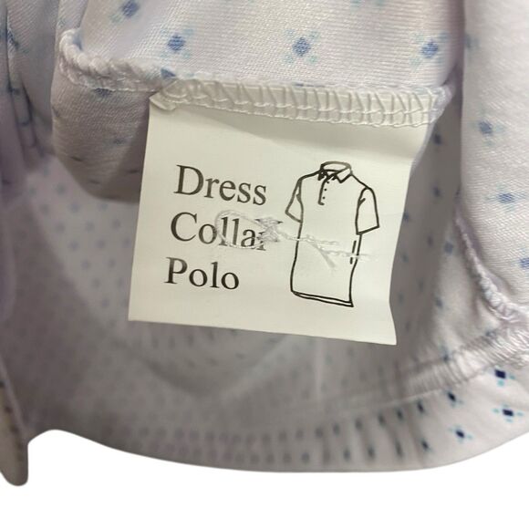 Collars & Co Polo Shirt Mens L White Blue 5 Diamond Golf Preppy Dress Collar NEW - Picture 5 of 7